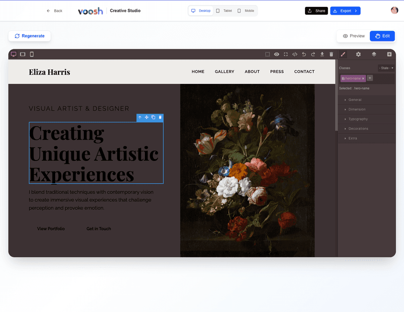 Visual Editor Interface