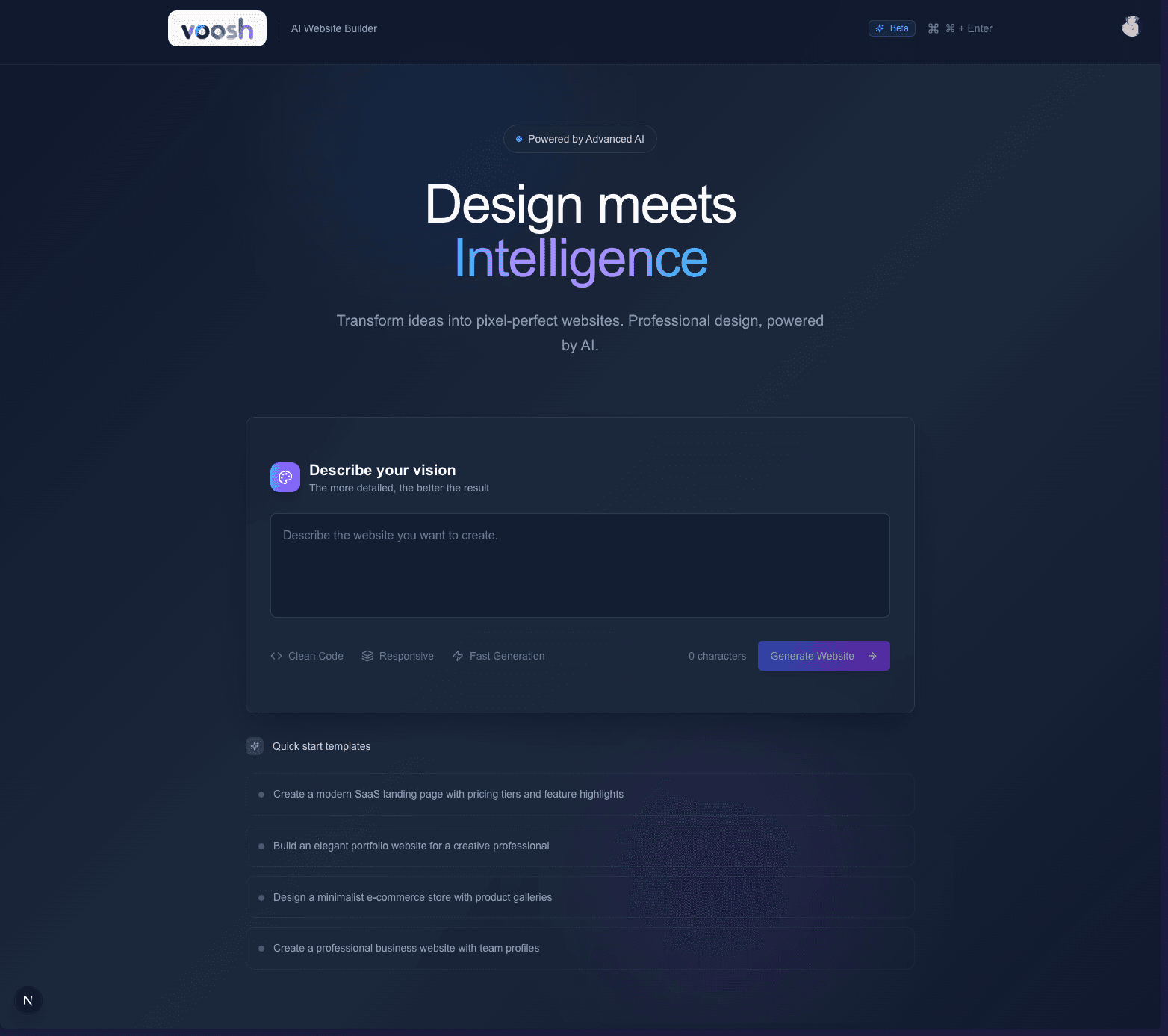 Voosh App Interface