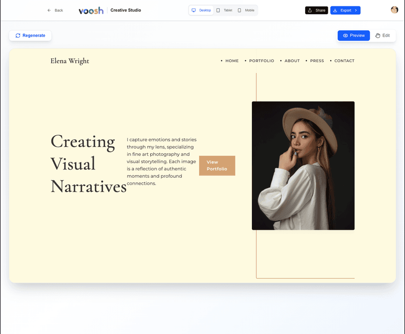 Generated Website Result